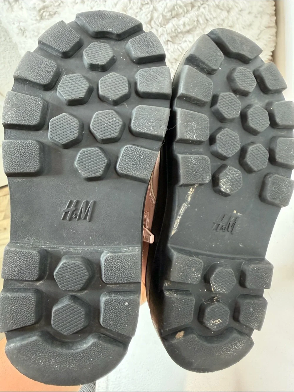 H&M Pink Combat Boots with Black Soles and Laces